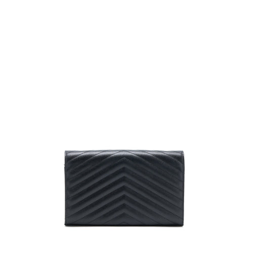 SAINT LAURENT WALLET ON CHAIN GRAINED CALFSKIN BLACK GHW