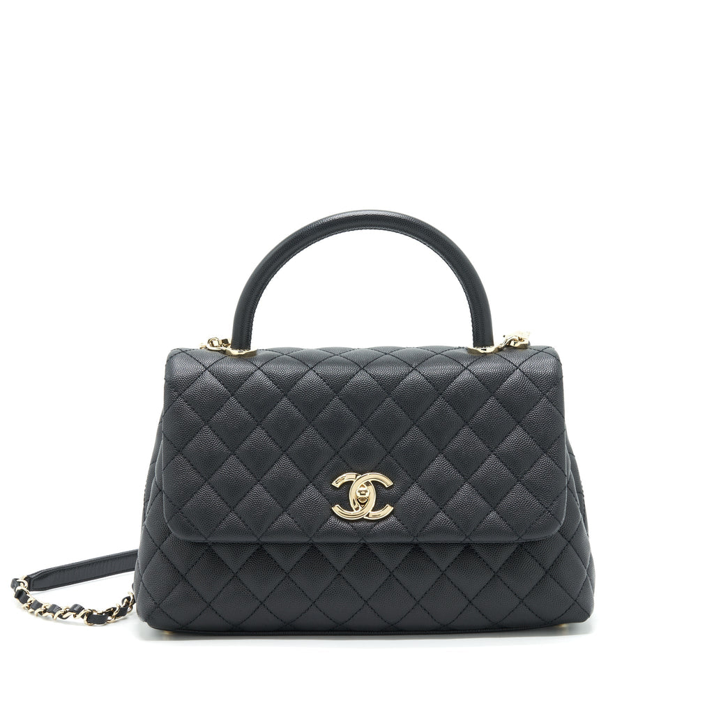 CHANEL MEDIUM COCO HANDLE 28CM CAVIAR BLACK LGHW