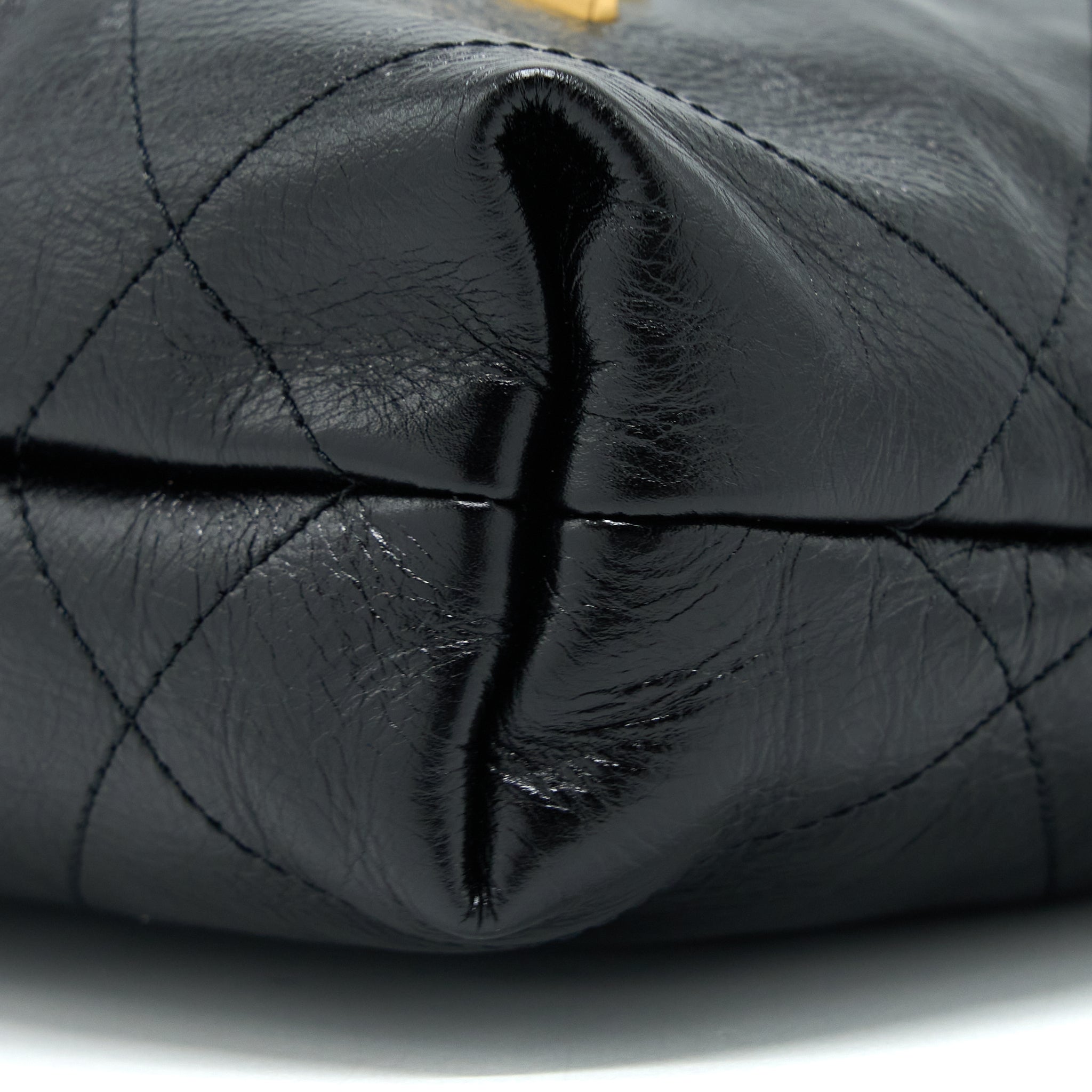 CHANEL 23S MINI 22 BAG WITH PEARL SHINY CALFSKIN BLACK GHW (MICROCHIP)