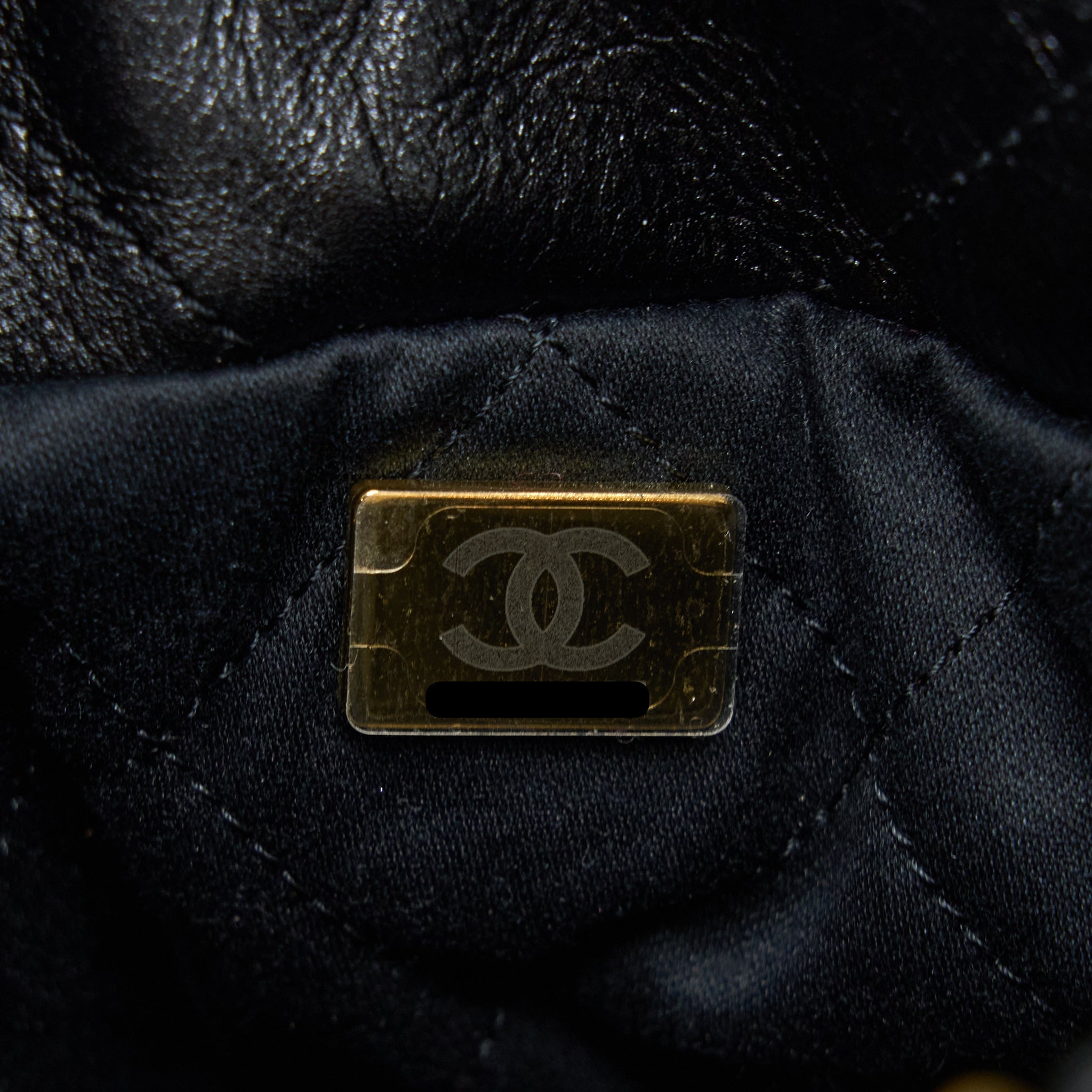 CHANEL 23S MINI 22 BAG WITH PEARL SHINY CALFSKIN BLACK GHW (MICROCHIP)