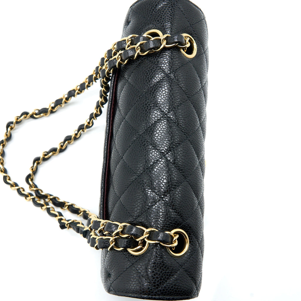 CHANEL SMALL CLASSIC DOUBLE FLAP BAG CAVIAR BLACK GHW (MICROCHIP)