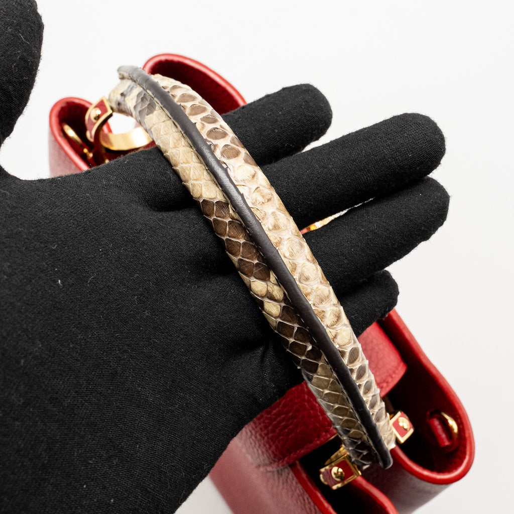 LOUIS VUITTON CAPUCINE BB WITH PYTHON HANDLE TAURILLON RED GHW