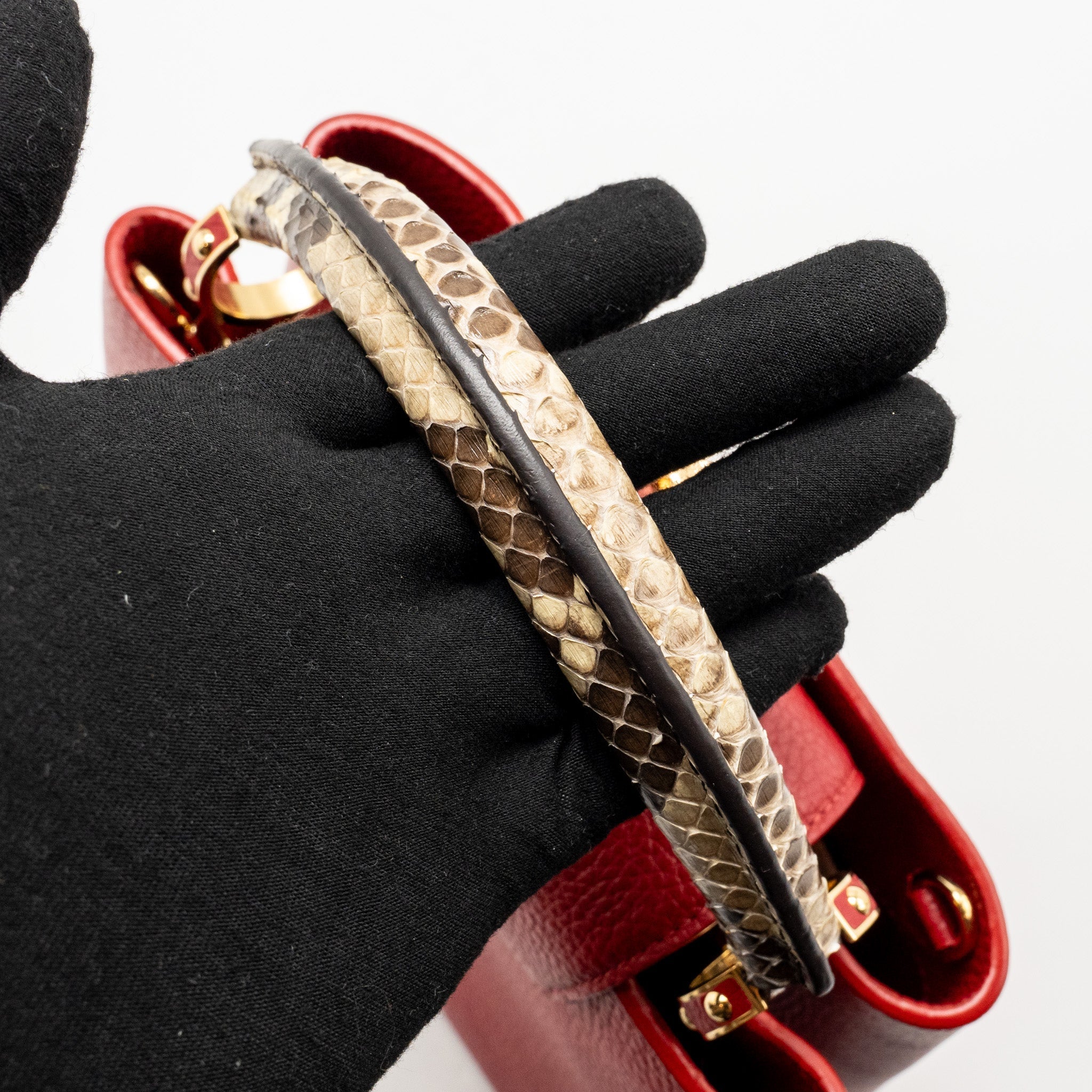 LOUIS VUITTON CAPUCINE BB WITH PYTHON HANDLE TAURILLON RED GHW