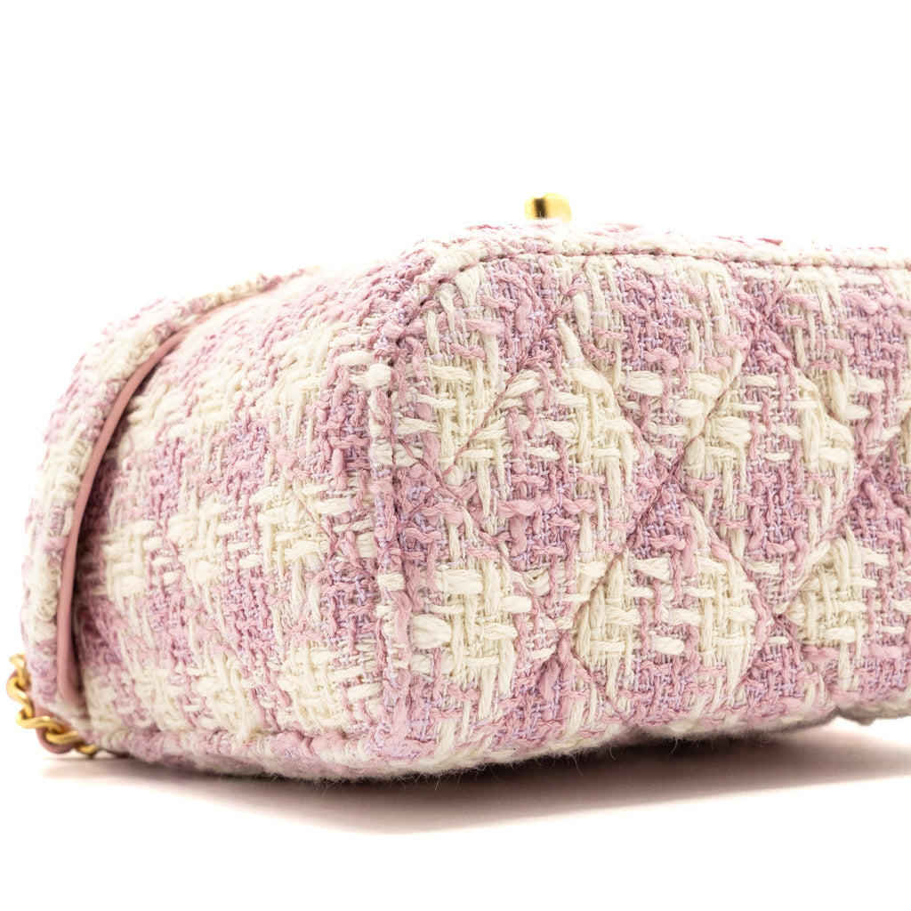 CHANEL 23S TOP HANDLE SMALL VANITY CASE WITH CHAIN TWEED/LAMBSKIN PINK BRUSHED GHW(MICROCHIP)