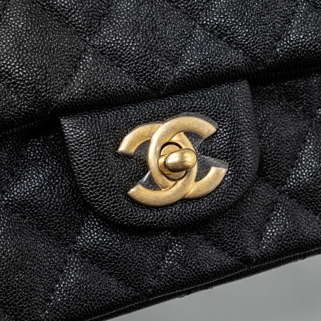 CHANEL TOP HANDLE MINI RECTANGULAR FLAP BAG CAVIAR BLACK GHW