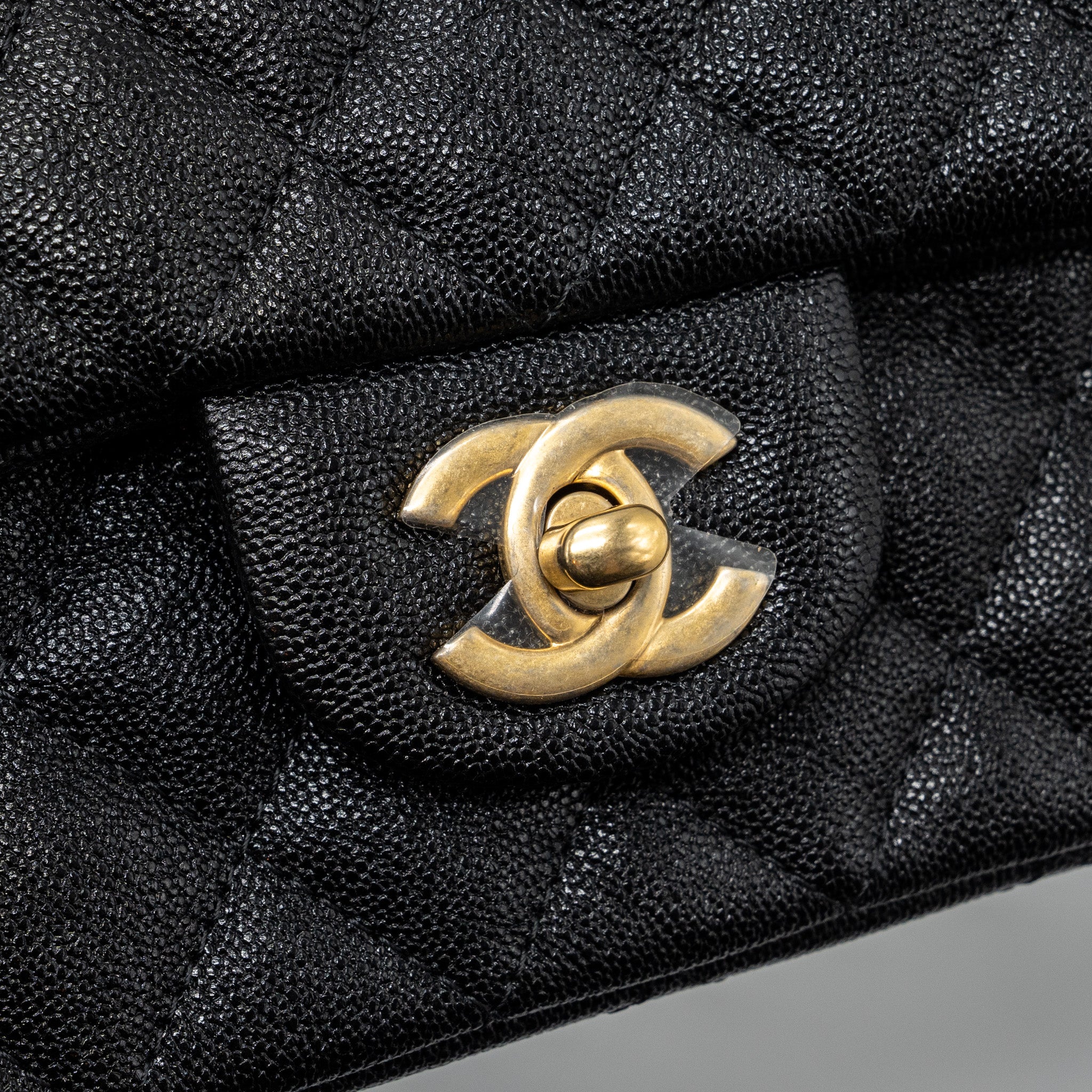 CHANEL TOP HANDLE MINI RECTANGULAR FLAP BAG CAVIAR BLACK GHW
