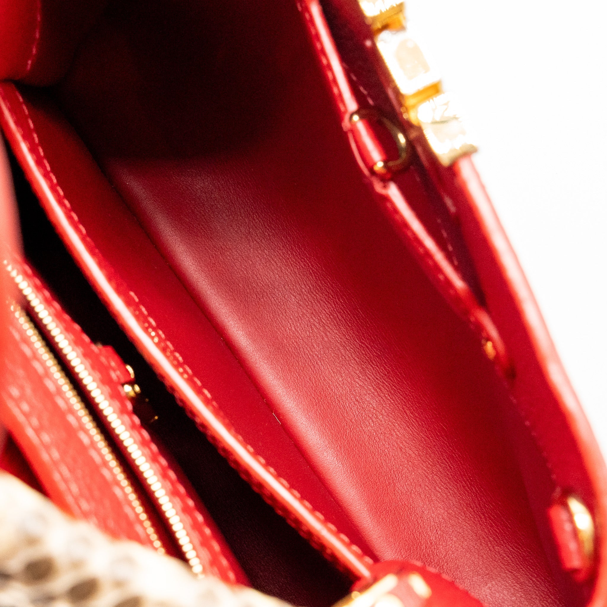 LOUIS VUITTON CAPUCINE BB WITH PYTHON HANDLE TAURILLON RED GHW