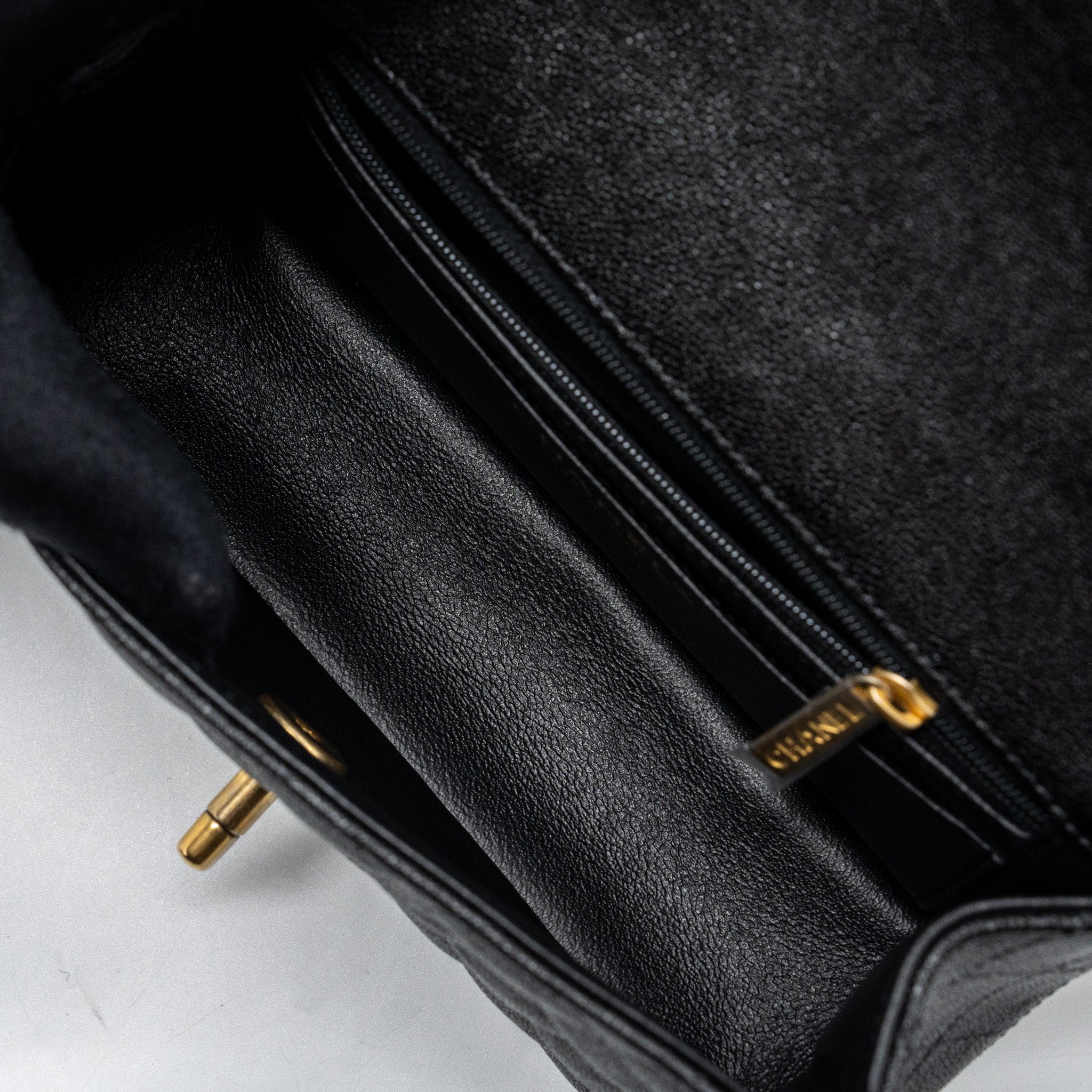 CHANEL TOP HANDLE MINI RECTANGULAR FLAP BAG CAVIAR BLACK GHW