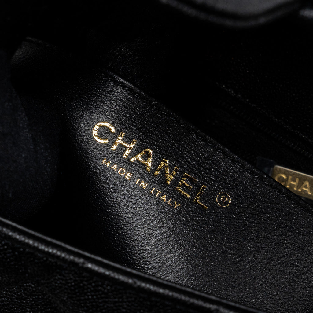 CHANEL TOP HANDLE MINI RECTANGULAR FLAP BAG CAVIAR BLACK GHW