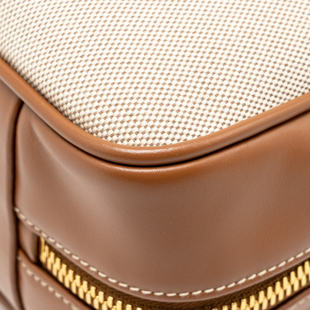 MIU MIU BEAU BAG CANVAS/ LEATHER BEIGE/ BRANDY GHW