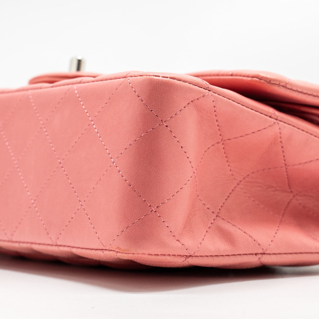 CHANEL MEDIUM CLASSIC DOUBLE FLAP BAG LAMBSKIN PINK SHW