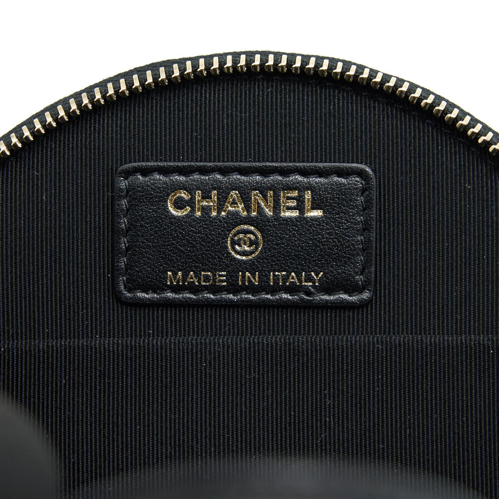CHANEL 22C TOP HANDLE ROUND VANITY BLACK WITH CHAIN CAVIAR LGHW