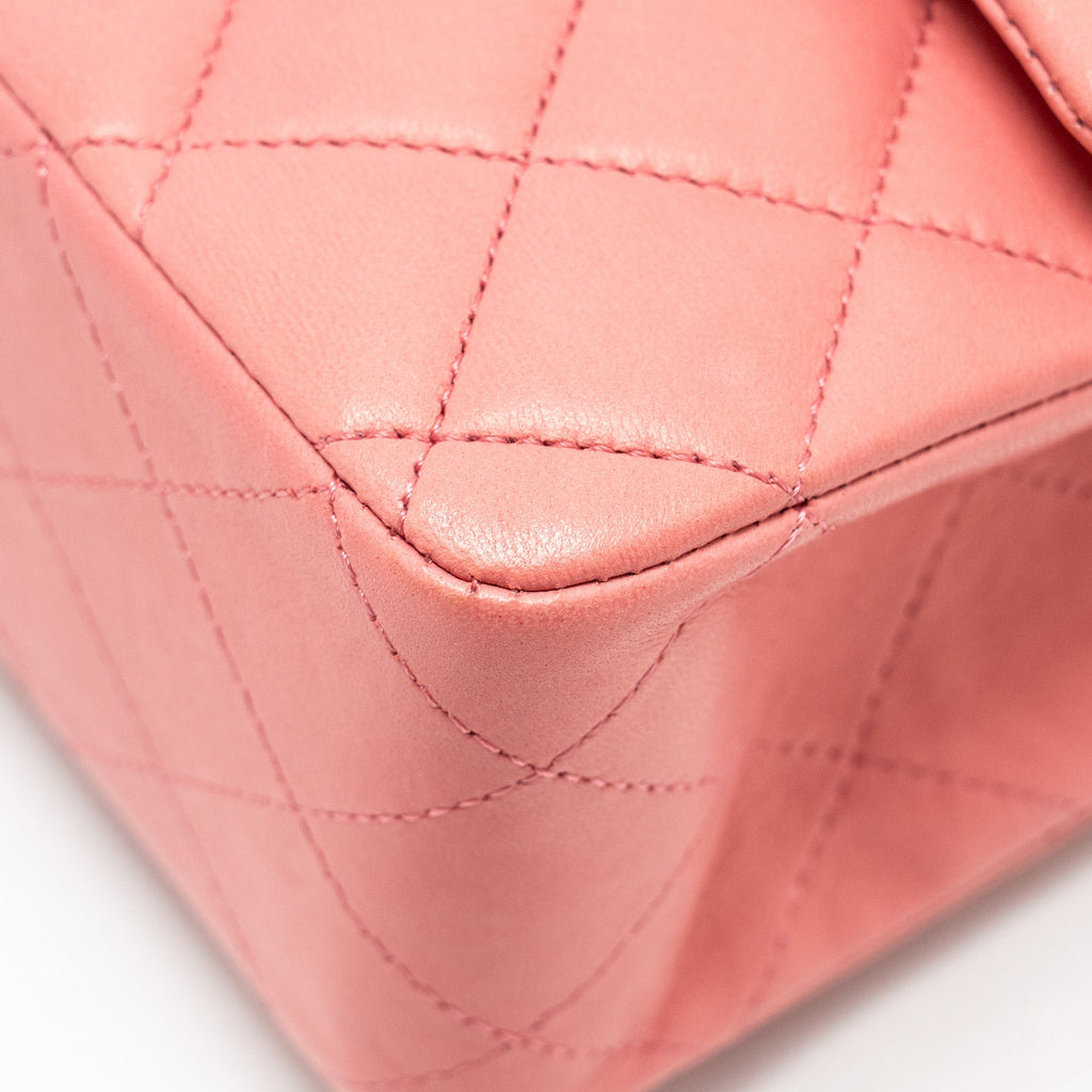 CHANEL MEDIUM CLASSIC DOUBLE FLAP BAG LAMBSKIN PINK SHW