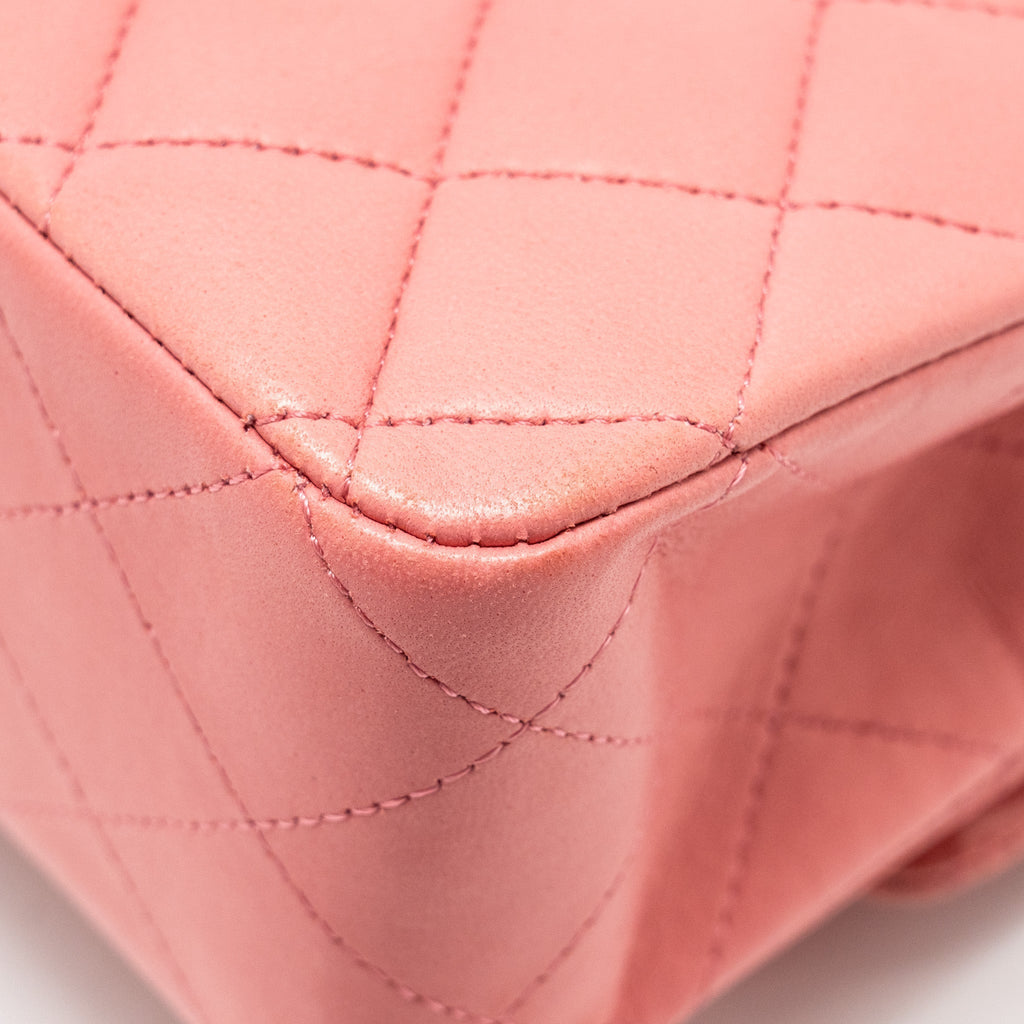 CHANEL MEDIUM CLASSIC DOUBLE FLAP BAG LAMBSKIN PINK SHW
