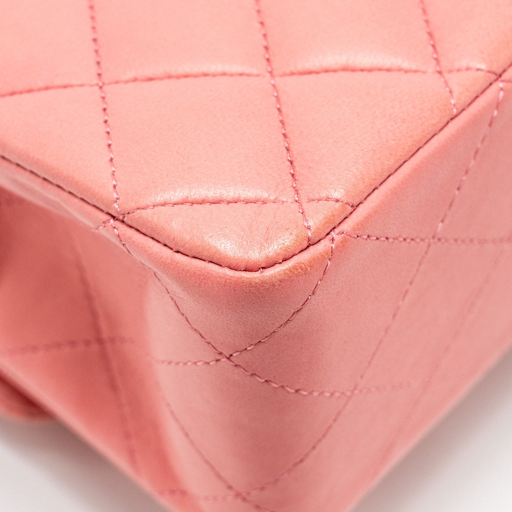 CHANEL MEDIUM CLASSIC DOUBLE FLAP BAG LAMBSKIN PINK SHW