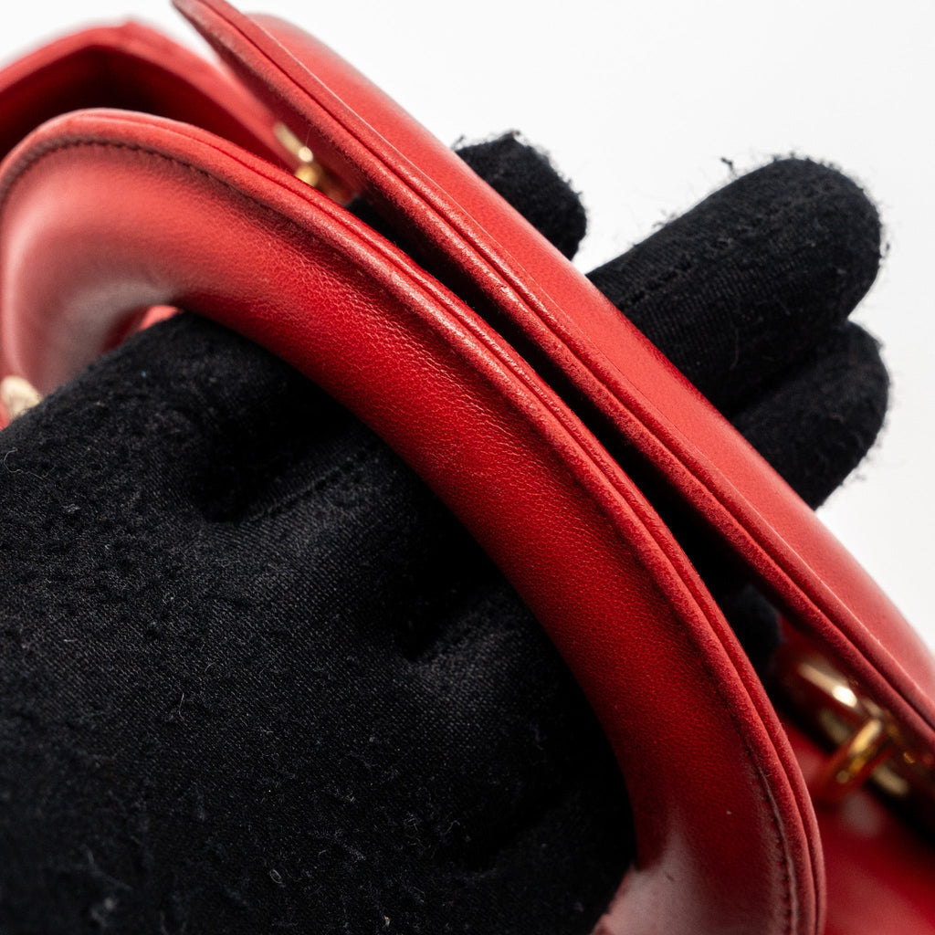 DIOR SMALL LADY DIOR LAMBSKIN RED WITH GHW