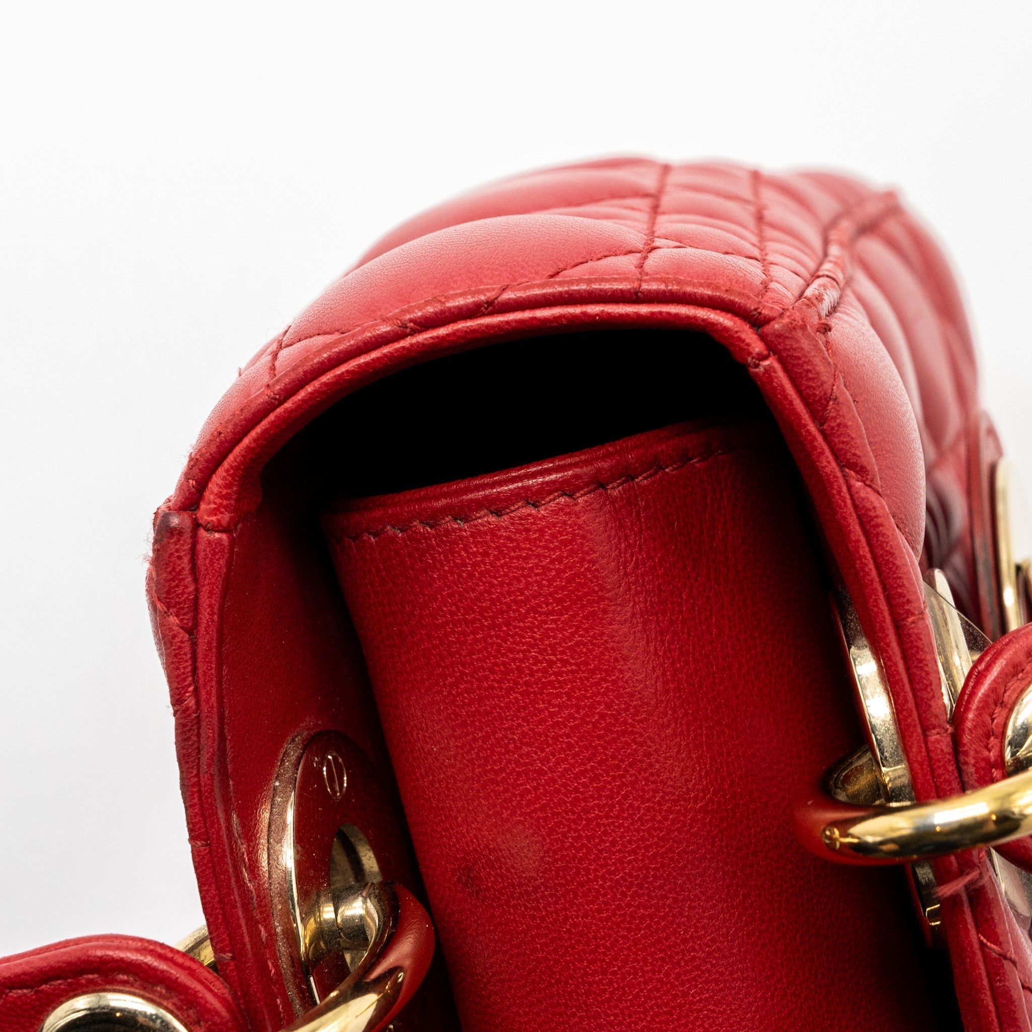 DIOR SMALL LADY DIOR LAMBSKIN RED WITH GHW
