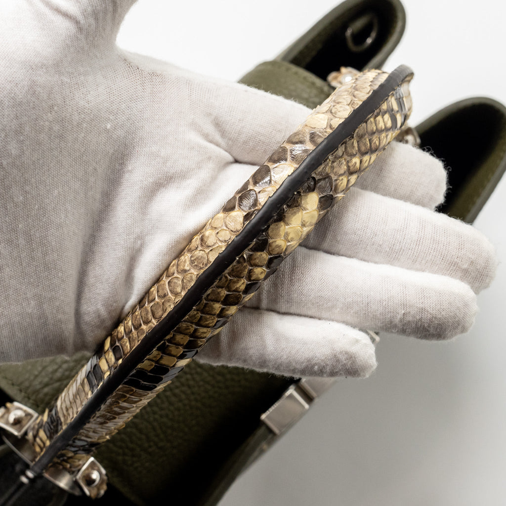 LOUIS VUITTON CAPUCINES MM CALFSKIN / PYTHON HANDLE MULTICOLOR OLIVE GREEEN / NATURAL SHW