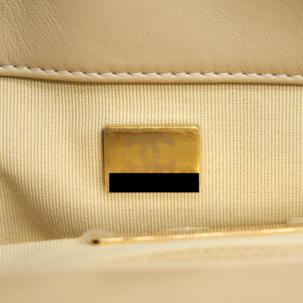 CHANEL MEDIUM 19 BAG QUILTED GOATSKIN LEATHER LIGHT BEIGE GOLD/SILVER HARDWARE (MICROCHIP)