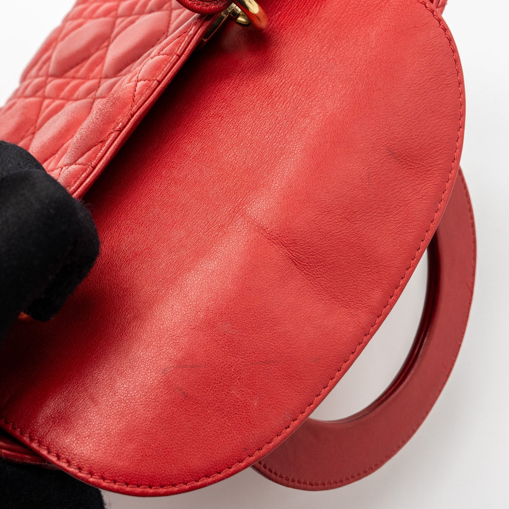 DIOR SMALL LADY DIOR LAMBSKIN RED WITH GHW
