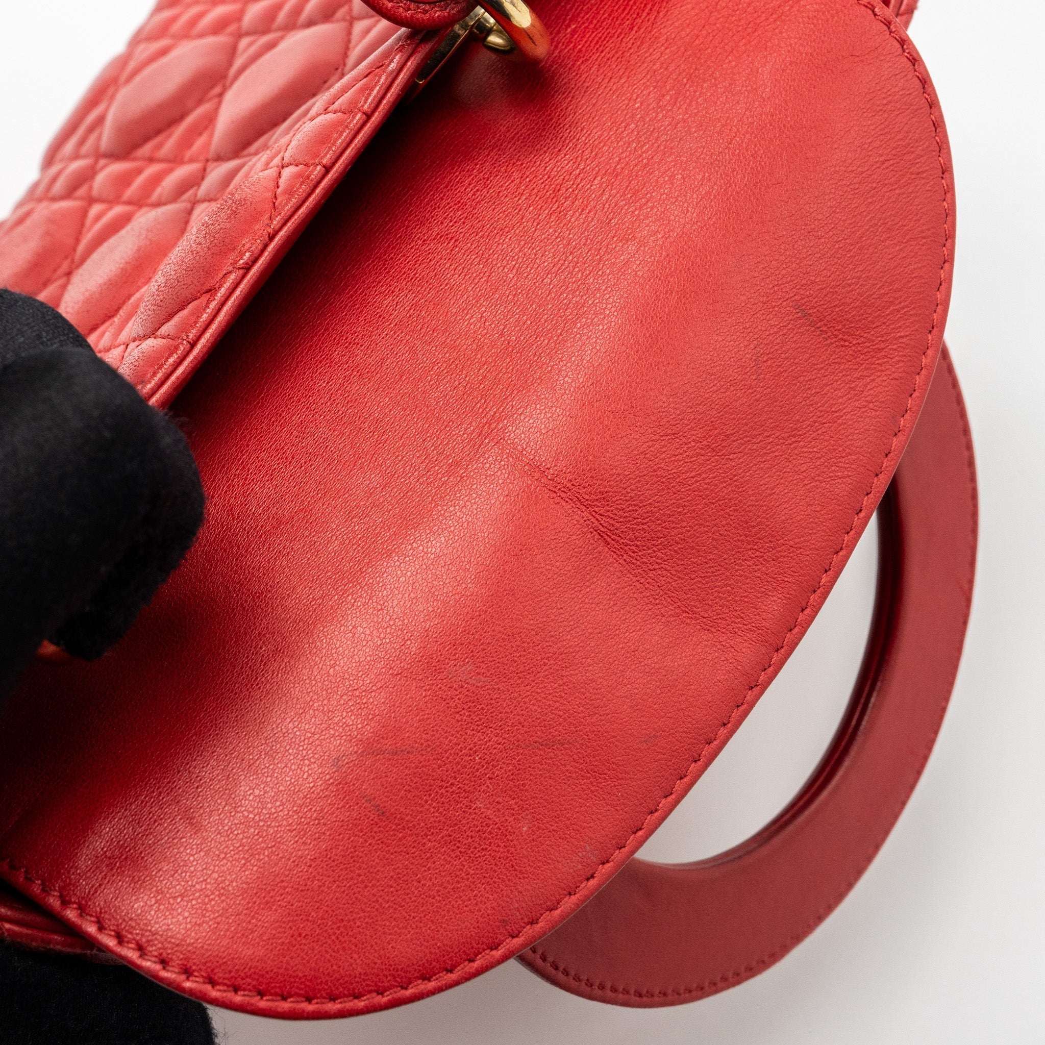 DIOR SMALL LADY DIOR LAMBSKIN RED WITH GHW