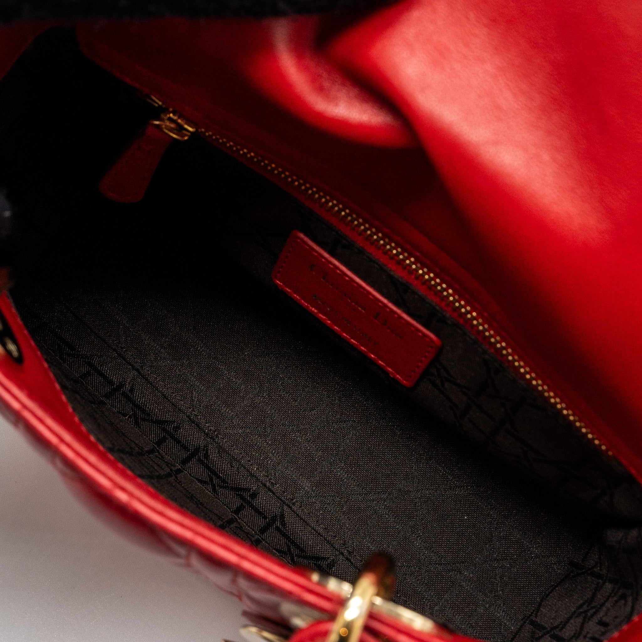 DIOR SMALL LADY DIOR LAMBSKIN RED WITH GHW