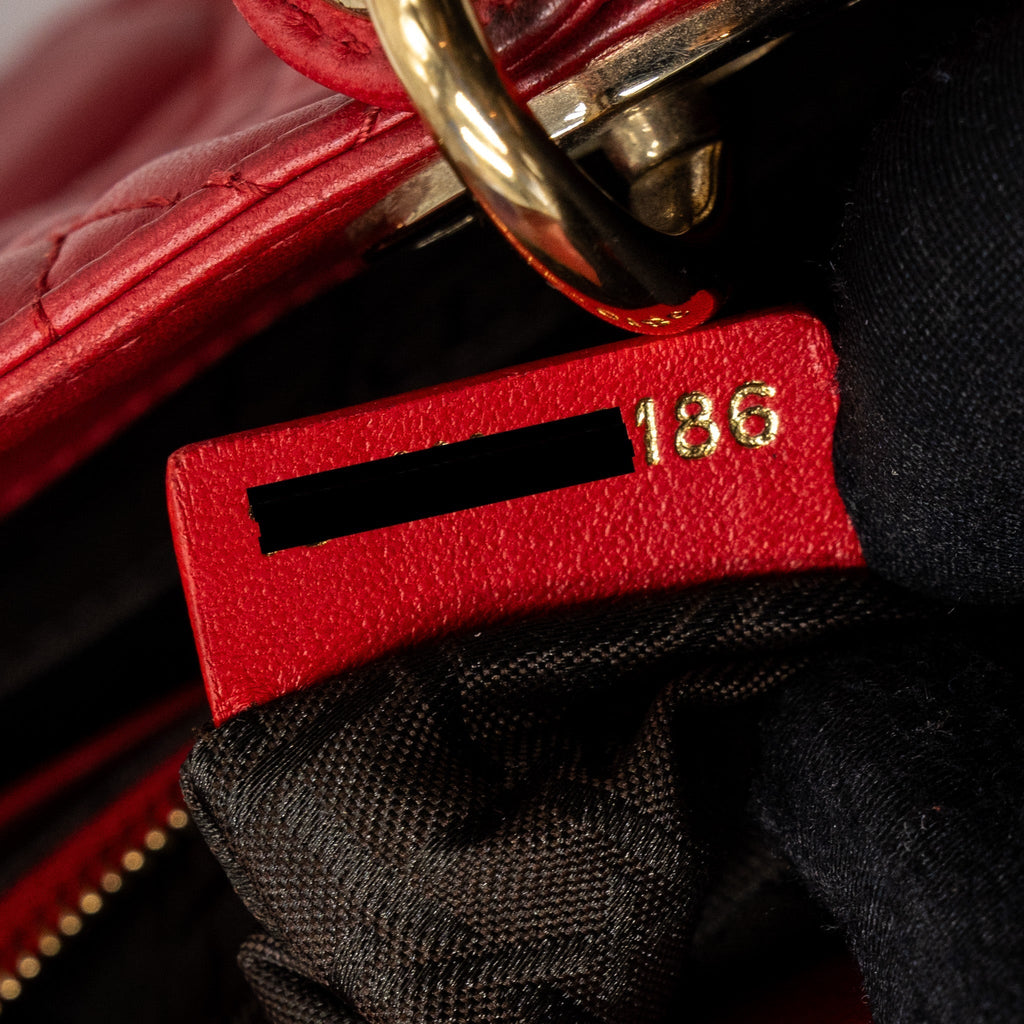 DIOR SMALL LADY DIOR LAMBSKIN RED WITH GHW