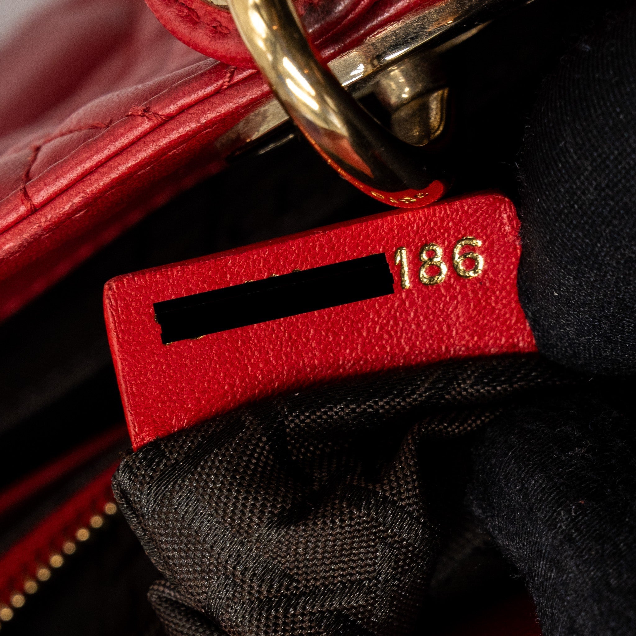 DIOR SMALL LADY DIOR LAMBSKIN RED WITH GHW