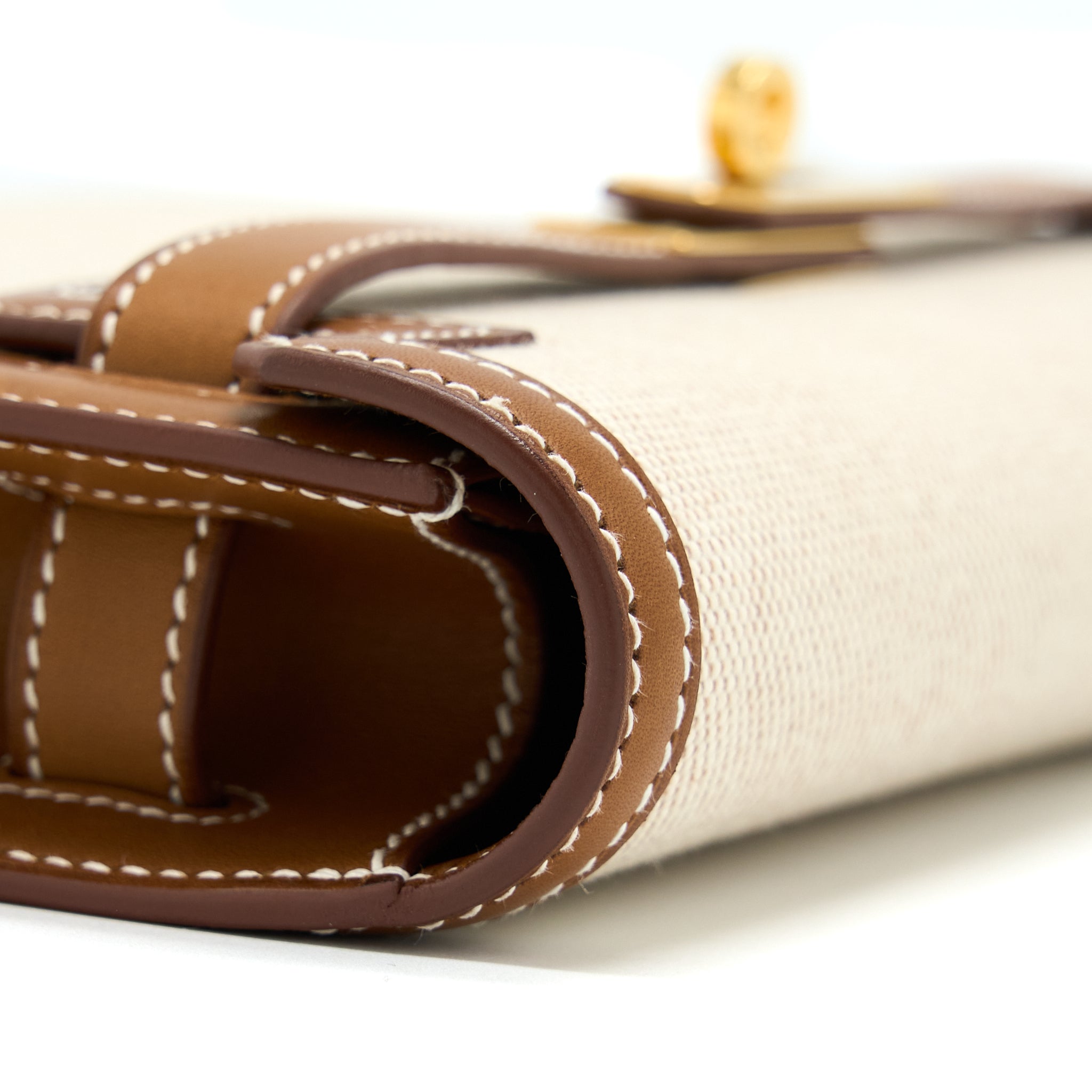 HERMES POCHETTE KELLY DEPECHES 25 CANVAS / BARENIA ECRU BEIGE / FAUVE GHW