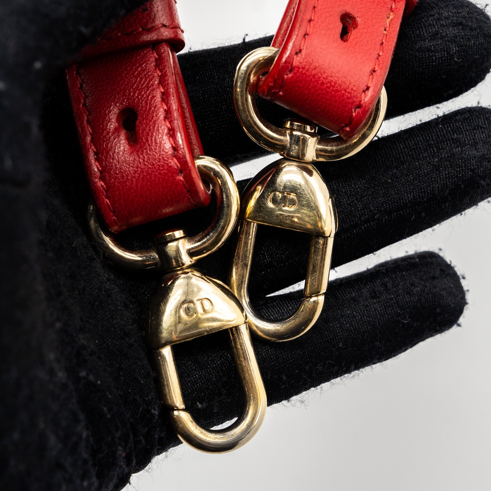 DIOR SMALL LADY DIOR LAMBSKIN RED WITH GHW