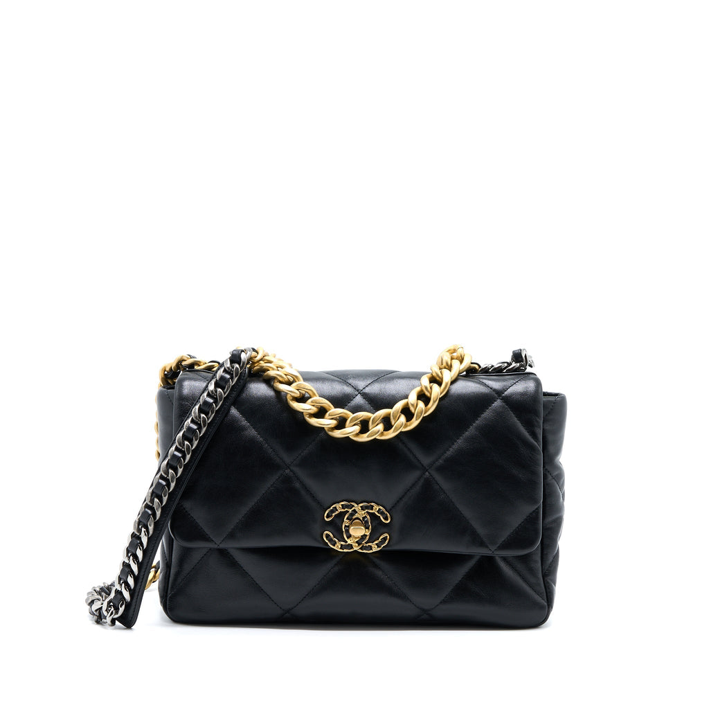 CHANEL MEDIUM 19 BAG GOATSKIN BLACK MULTICOLOUR HARDWARE