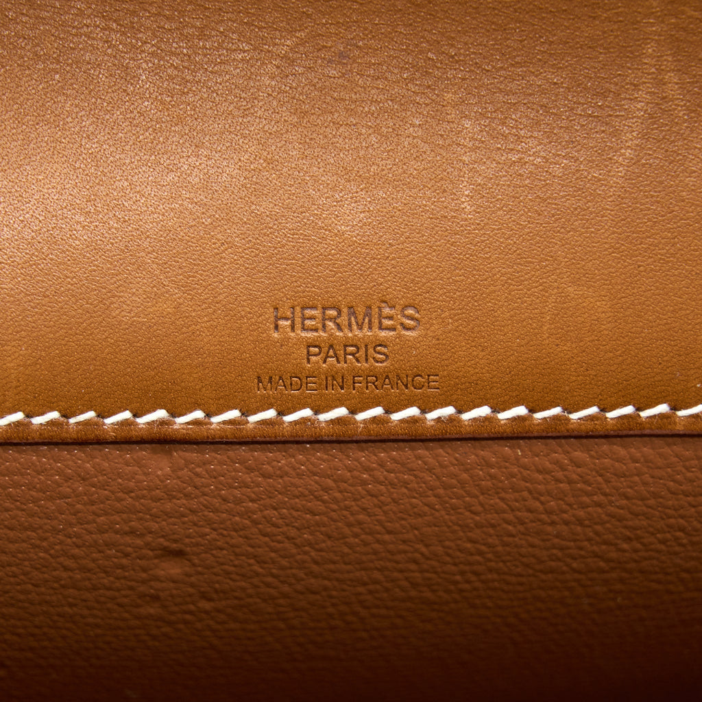 HERMES POCHETTE KELLY DEPECHES 25 CANVAS / BARENIA ECRU BEIGE / FAUVE GHW
