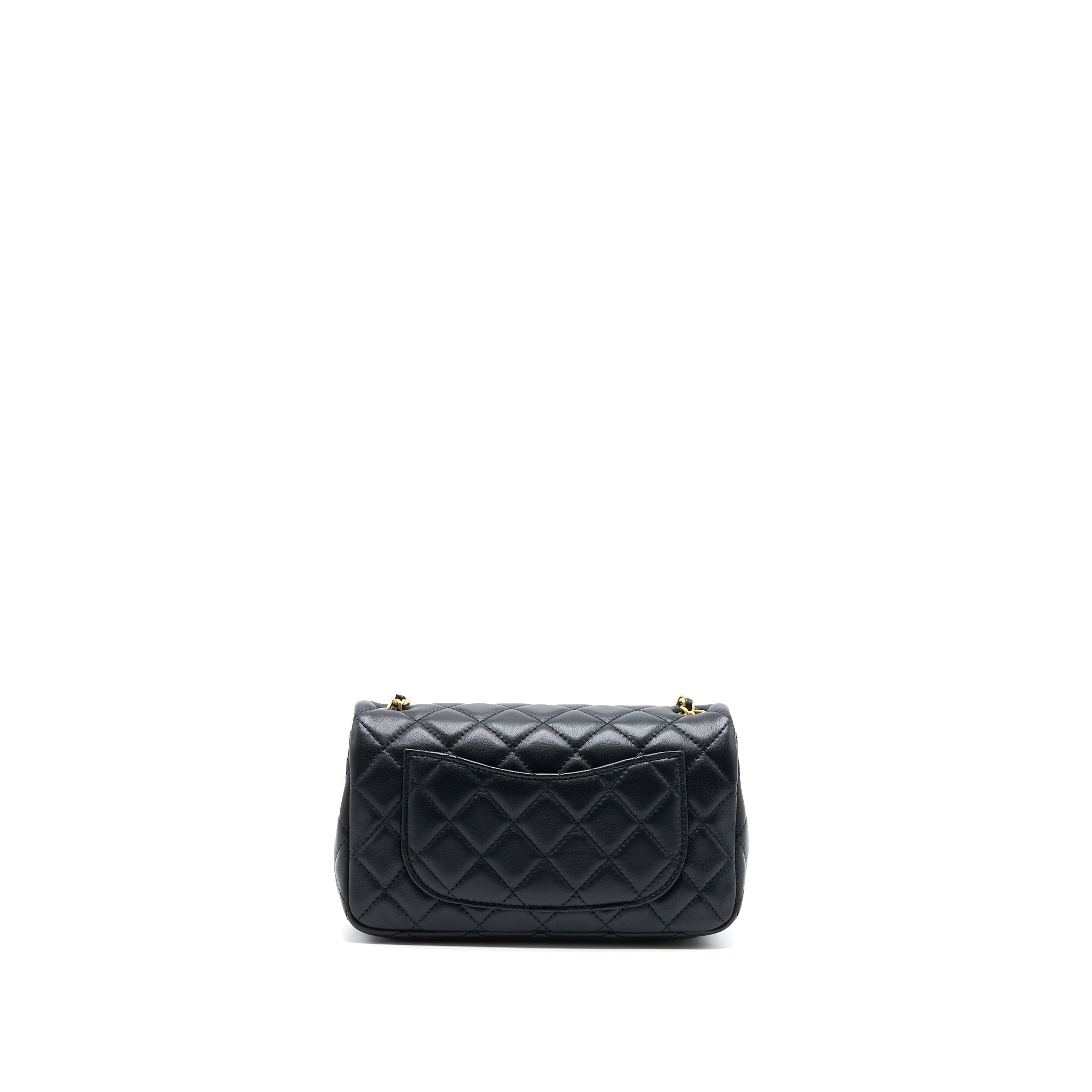 CHANEL PEARL CRUSH MINI RECTANGULAR LAMBSKIN BLACK BRUSHED GHW (MICROCHIP)