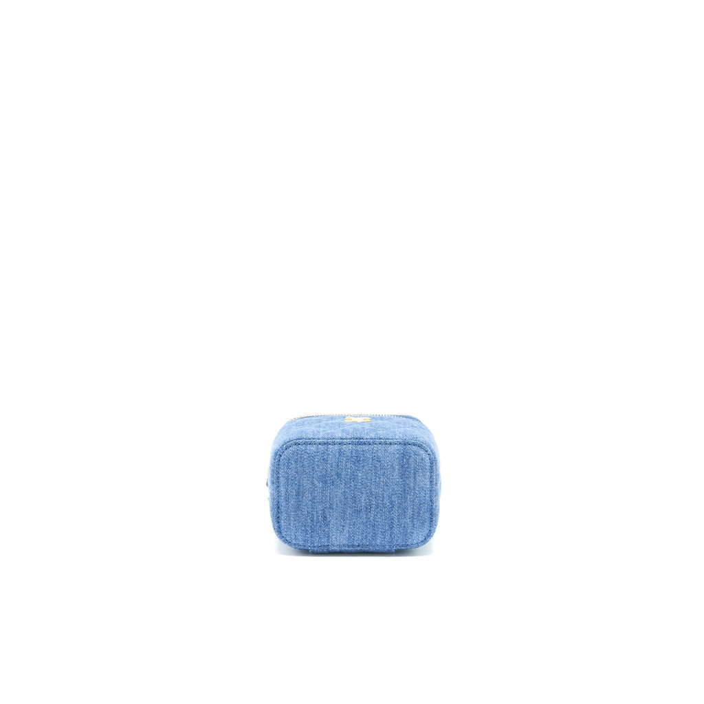 CHANEL 22C PEARL CRUSH DENIM MINI VANITY WITH CHAIN