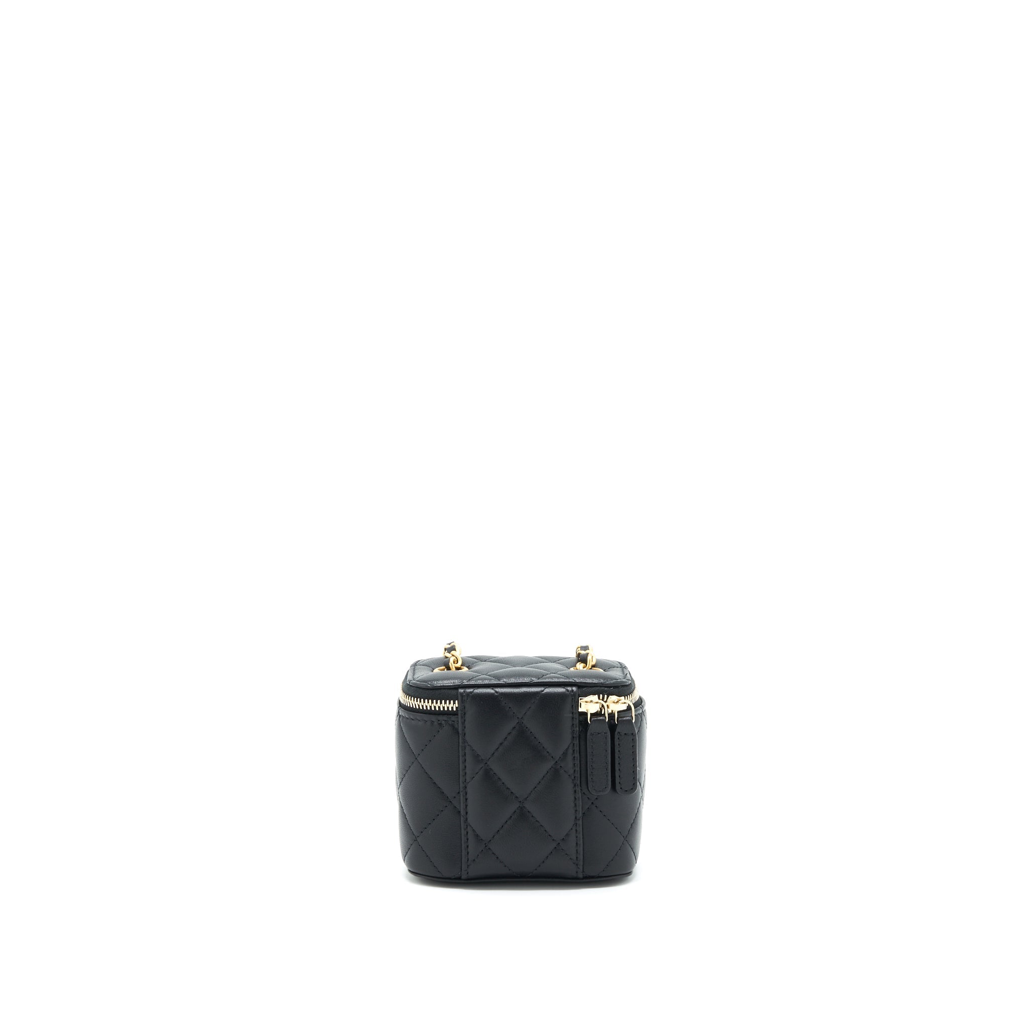 CHANEL 22C PEARL CRUSH MINI VANITY WITH CHAIN LAMBSKIN BLACK GHW