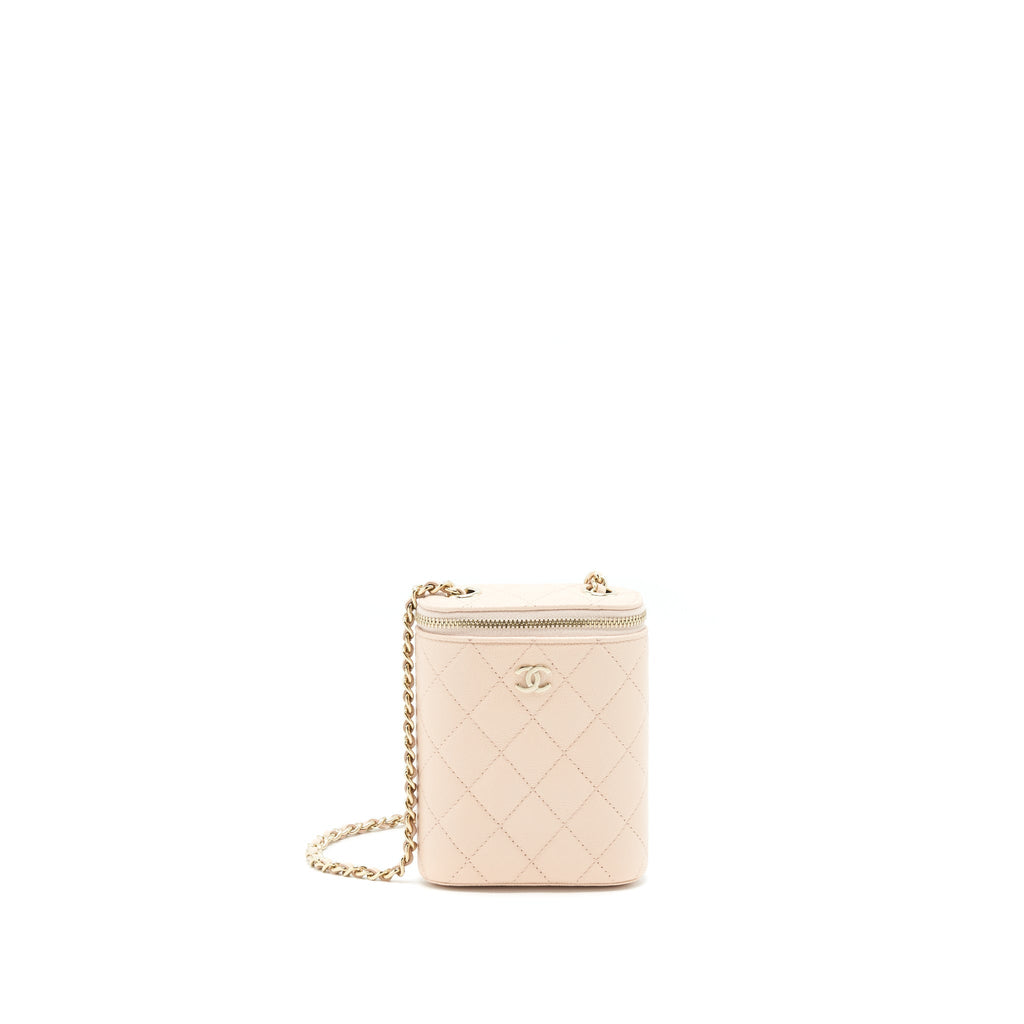 CHANEL 22C VERTICAL VANITY WITH CHAIN CAVIAR BEIGE LGHW