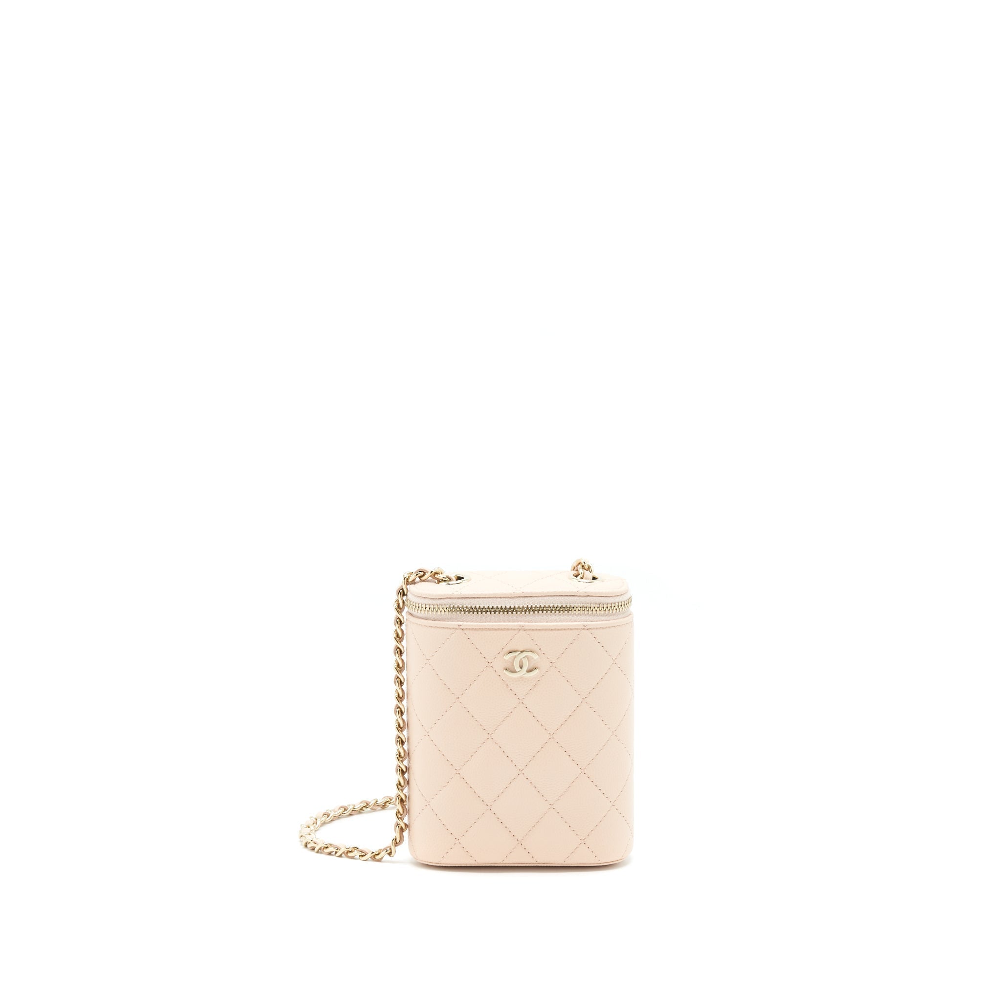 CHANEL 22C VERTICAL VANITY WITH CHAIN CAVIAR BEIGE LGHW
