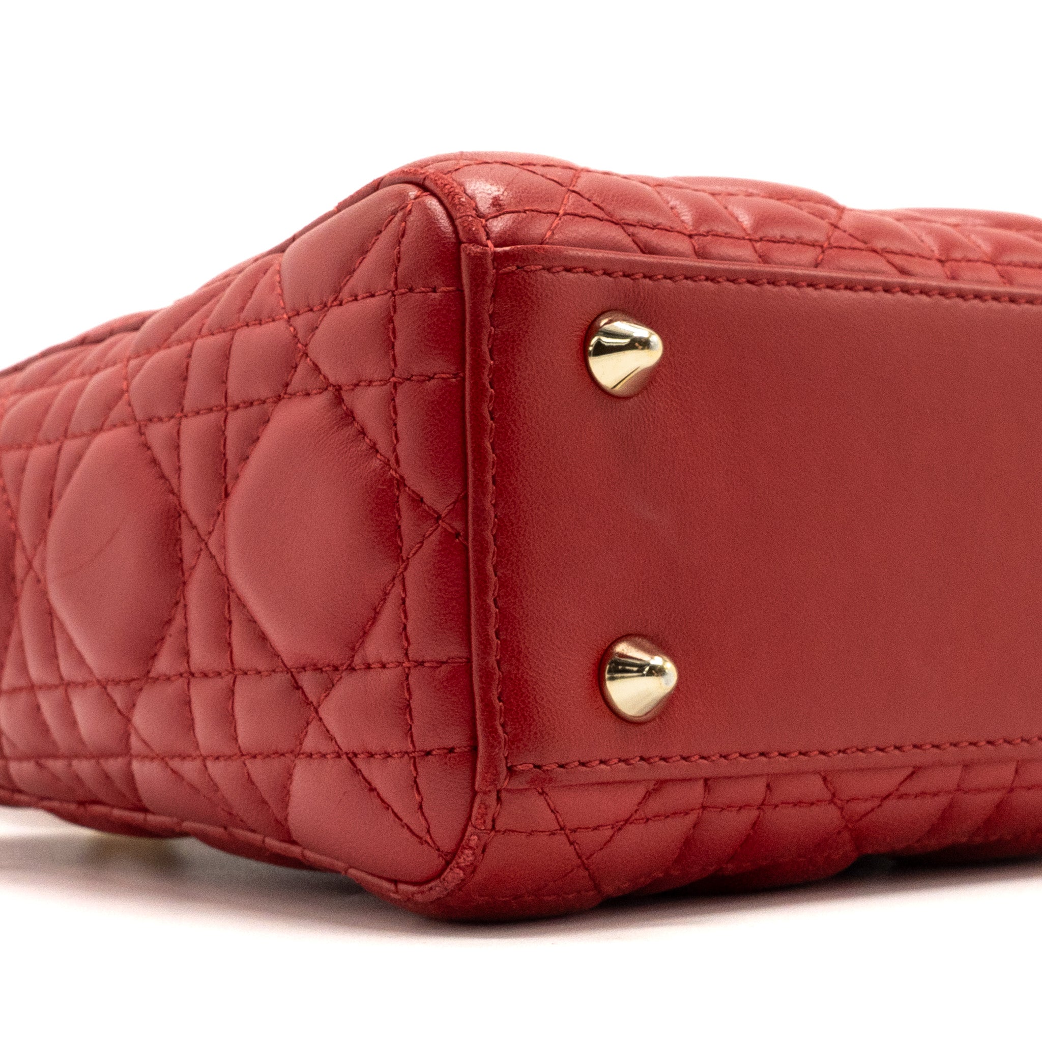 DIOR SMALL LADY DIOR LAMBSKIN RED WITH GHW