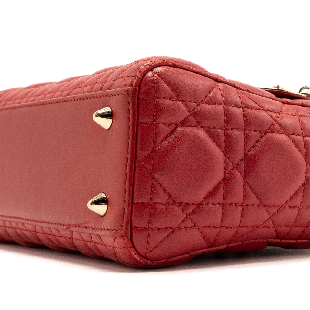 DIOR SMALL LADY DIOR LAMBSKIN RED WITH GHW