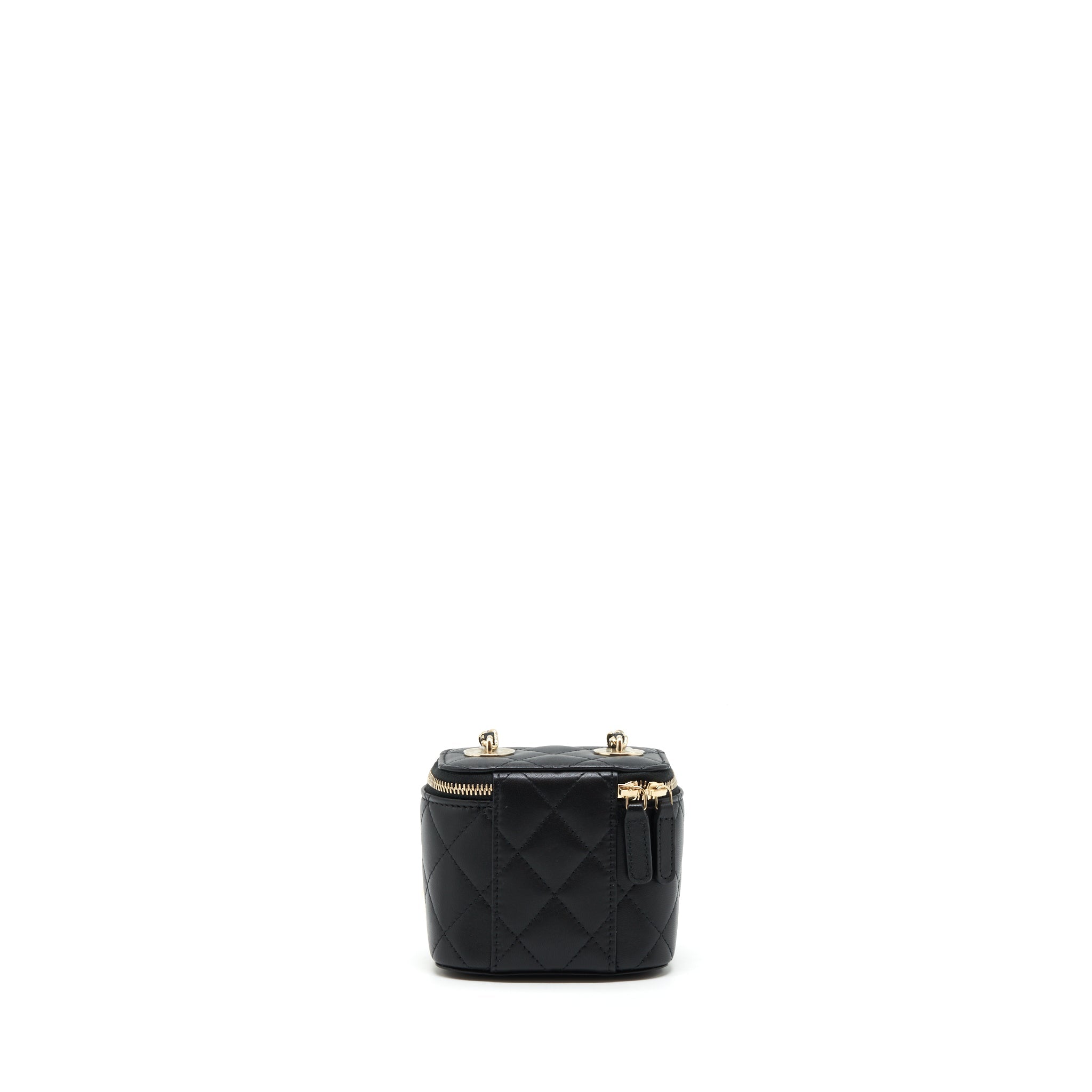 CHANEL MINI VANITY WITH PEARL CHAIN LAMBSKIN BLACK LGHW