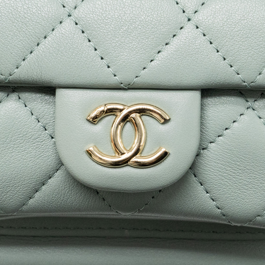 CHANEL 23C MINI DUMA BACKPACK CALFSKIN LIGHT GREY LGHW (MICROCHIP)