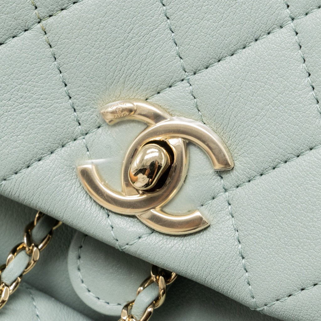 CHANEL 23C MINI DUMA BACKPACK CALFSKIN LIGHT GREY LGHW (MICROCHIP)