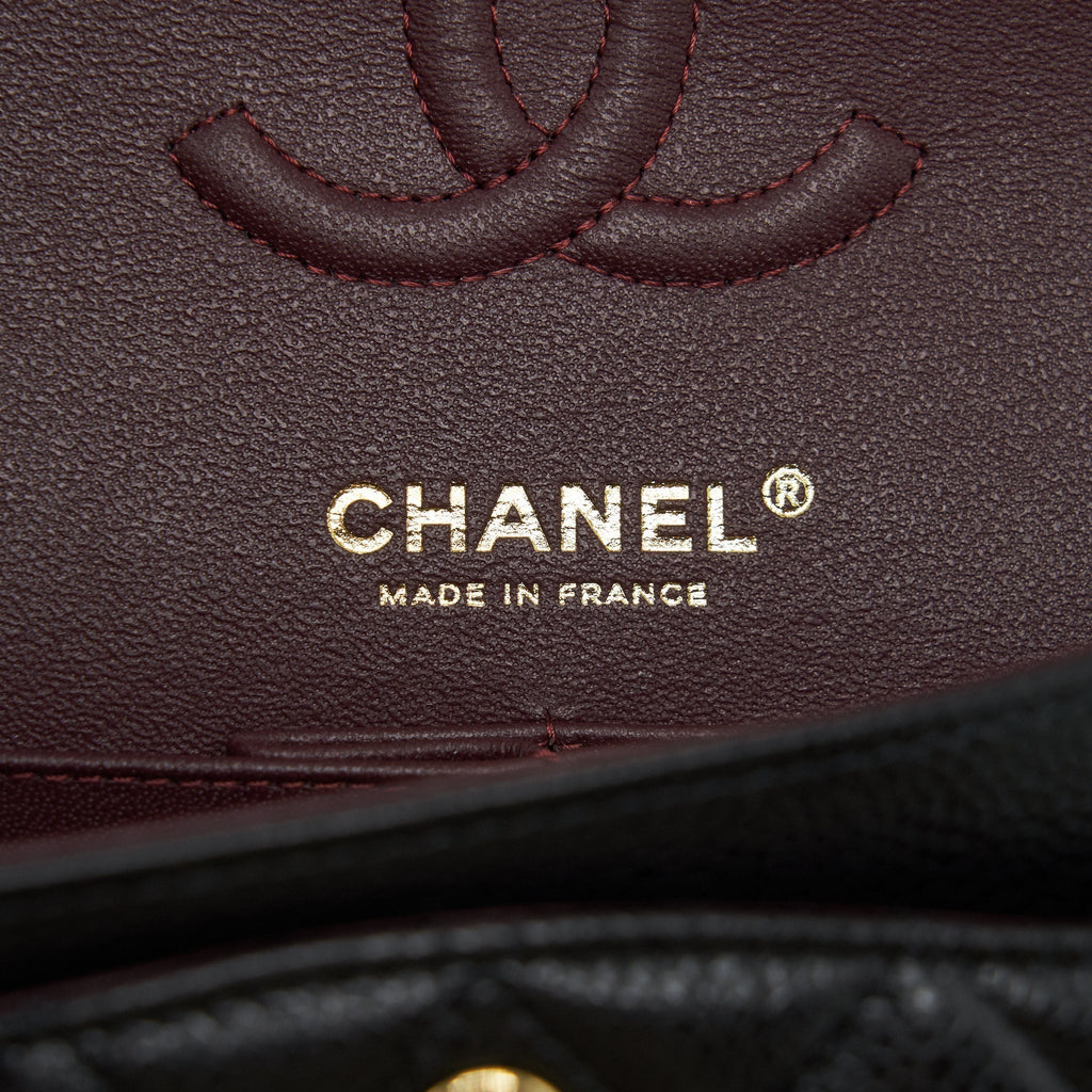 CHANEL SMALL CLASSIC DOUBLE FLAP BAG CAVIAR BLACK GHW (MICROCHIP)