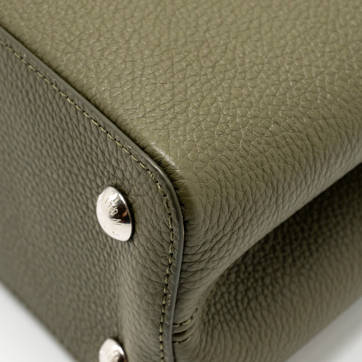 LOUIS VUITTON CAPUCINES MM CALFSKIN / PYTHON HANDLE MULTICOLOR OLIVE GREEEN / NATURAL SHW