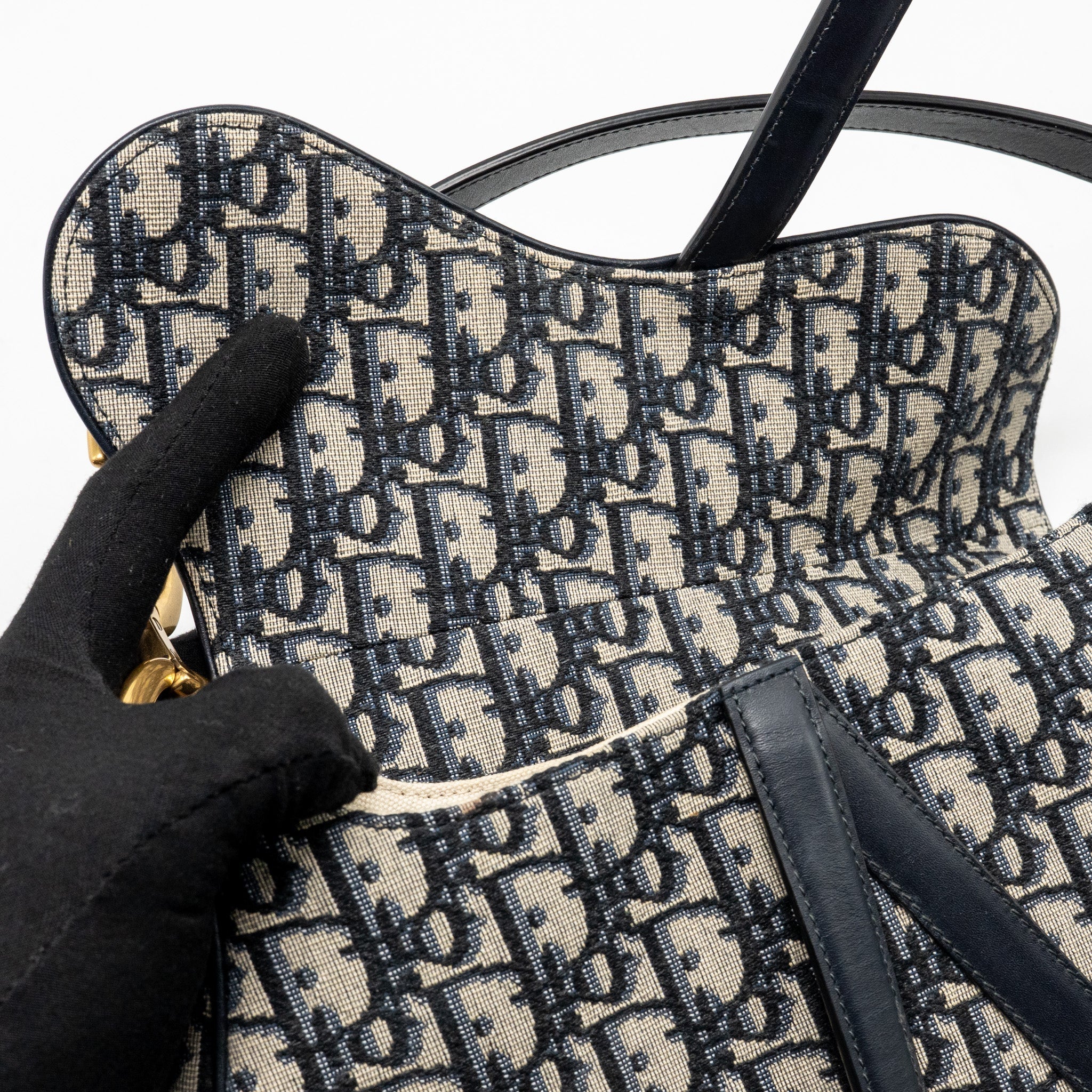 DIOR MEDIUM SADDLE BAG OBLIQUE CANVAS BLUE GHW