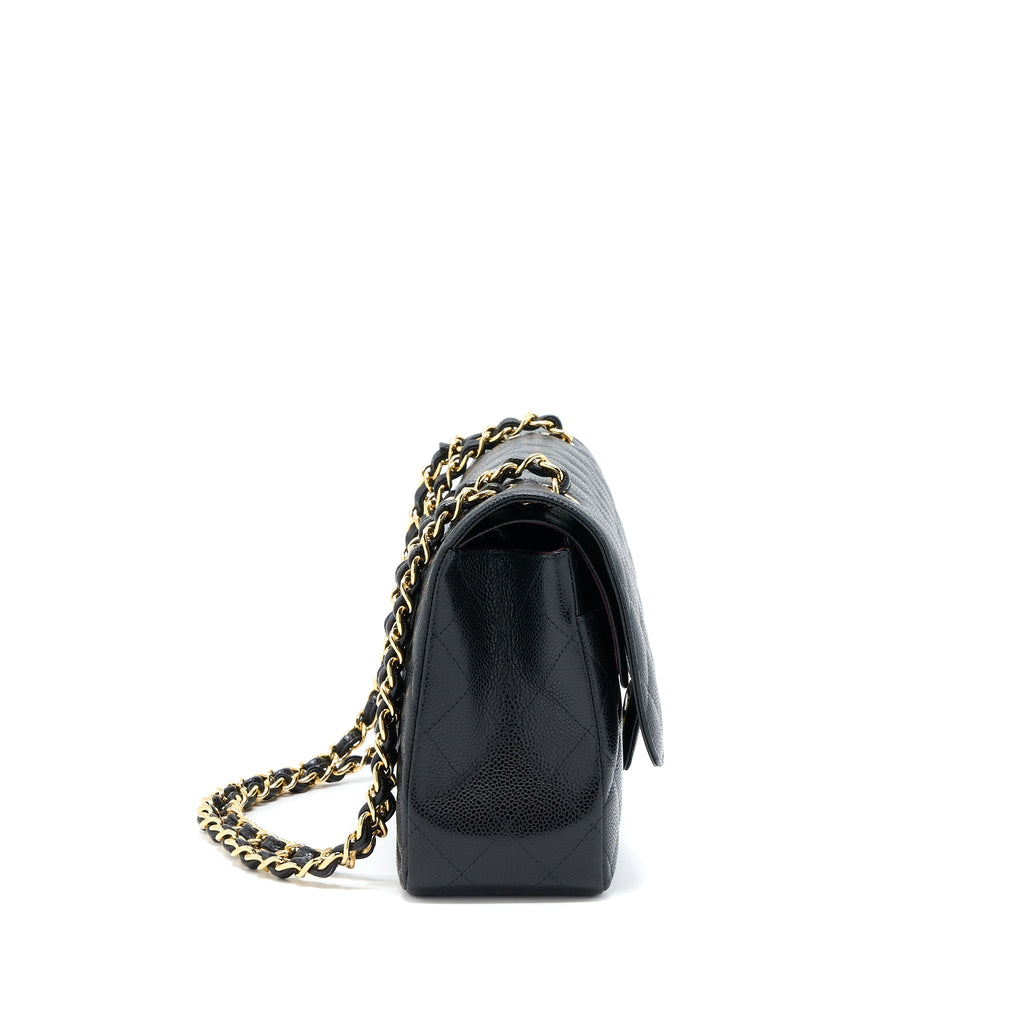 CHANEL CLASSIC JUMBO DOUBLE FLAP CAVIAR BLACK GHW (MICROCHIP)