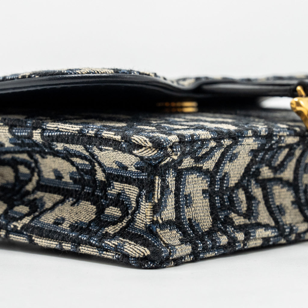 DIOR SADDLE BELT BAG/POUCH BLUE OBLIQUE JACQUARD CANVAS GHW