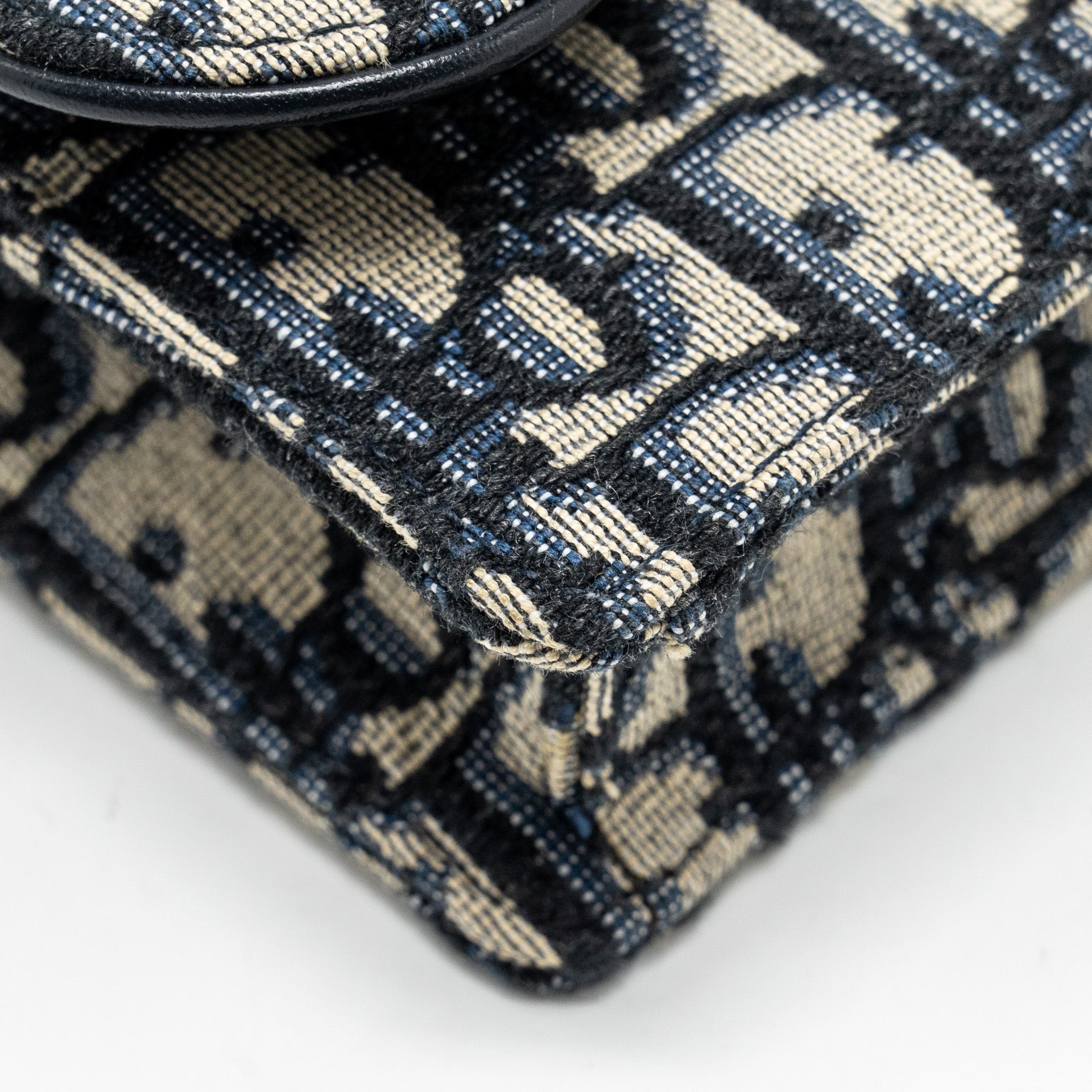 DIOR SADDLE BELT BAG/POUCH BLUE OBLIQUE JACQUARD CANVAS GHW