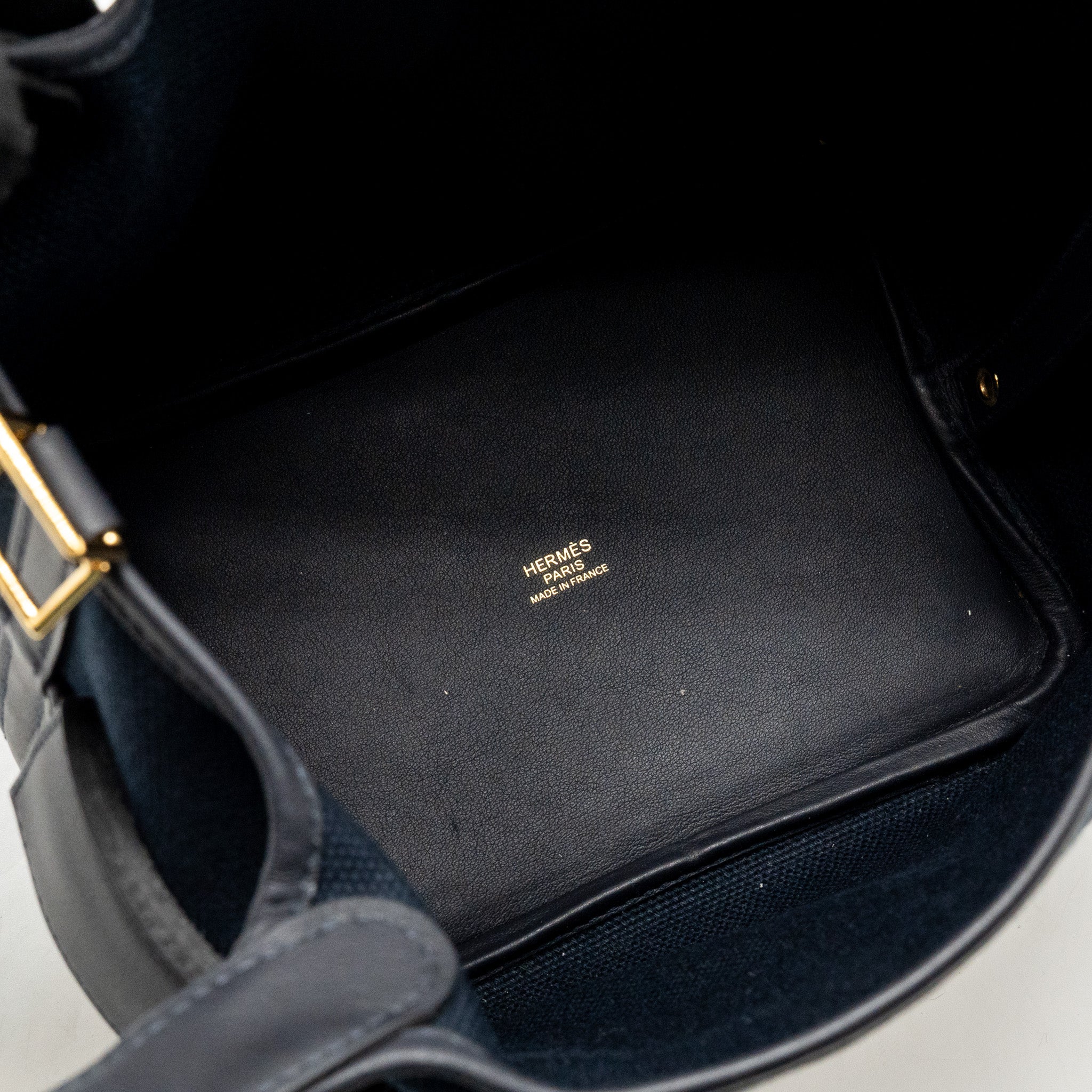 HERMES CARGO PICOTIN 18 LOCK BAG CANVAS/SWIFT BLEU MARINE/BLACK GHW