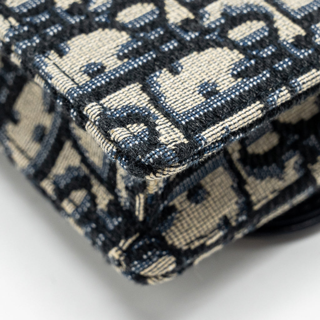 DIOR SADDLE BELT BAG/POUCH BLUE OBLIQUE JACQUARD CANVAS GHW